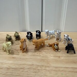 Lot of 12 Small Plastic Dog Figures Toys